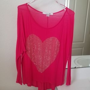 Hot Pink Forever 21 half sleeve top